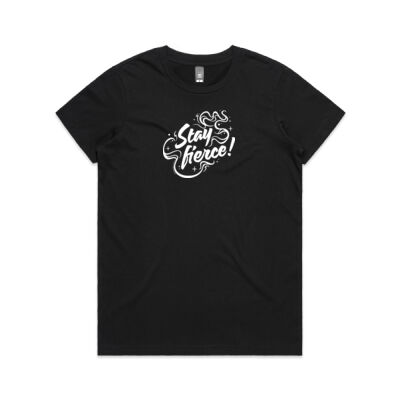 'Stay Fierce' Maple Tee – Black / White Thumbnail