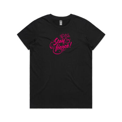'Stay Fierce' Maple Tee – Black / Hot Pink Thumbnail