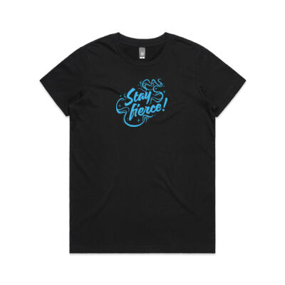 'Stay Fierce' Maple Tee – Black / Blue Thumbnail