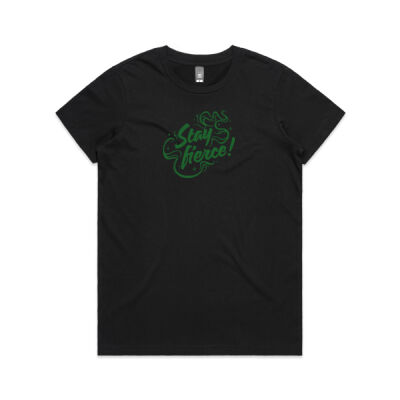'Stay Fierce' Maple Tee – Black / Green Thumbnail