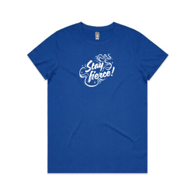 'Stay Fierce' Maple Tee – Bright Royal / White Thumbnail