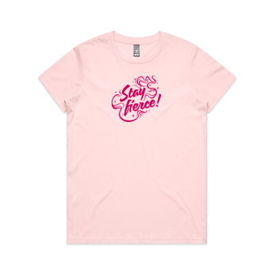 'Stay Fierce' Maple Tee – Pink / Hot Pink Thumbnail