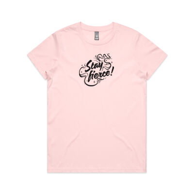'Stay Fierce' Maple Tee – Pink / Black Thumbnail