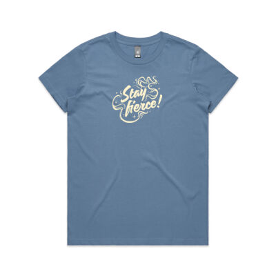 'Stay Fierce' Maple Tee – Carolina Blue / Cream Thumbnail
