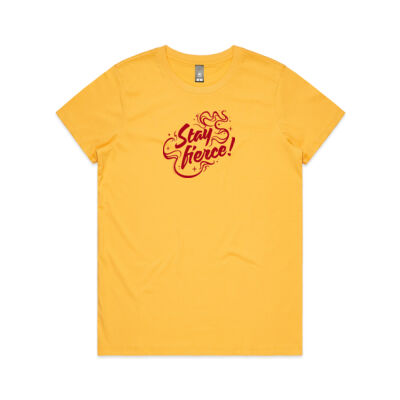 'Stay Fierce' Maple Tee – Yellow / Red Thumbnail