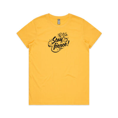 'Stay Fierce' Maple Tee – Yellow / Black Thumbnail