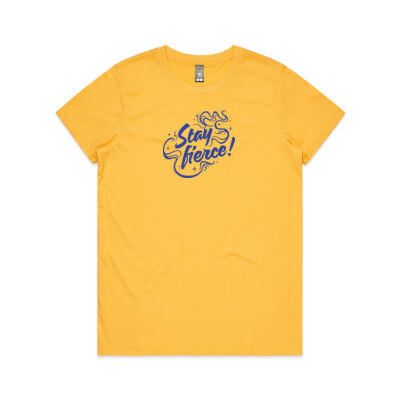 'Stay Fierce' Maple Tee – Yellow / Blue Thumbnail