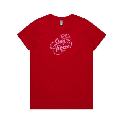 'Stay Fierce' Maple Tee – Red / Pink Thumbnail