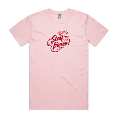 'Stay Fierce' Staple Tee – Pink / Red Thumbnail