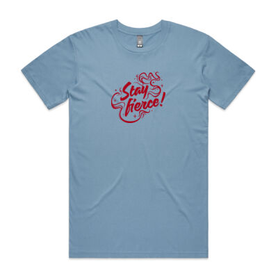 'Stay Fierce' Staple Tee – Carolina Blue / Red Thumbnail