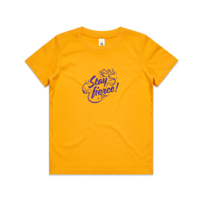 'Stay Fierce' Youth Tee – Yellow / Purple Thumbnail