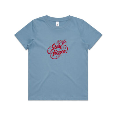 'Stay Fierce' Youth Tee – Carolina Blue / Red Thumbnail