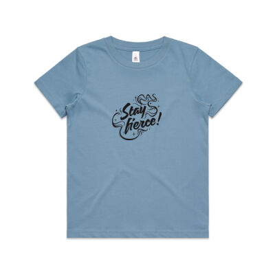'Stay Fierce' Youth Tee – Carolina Blue / Black Thumbnail