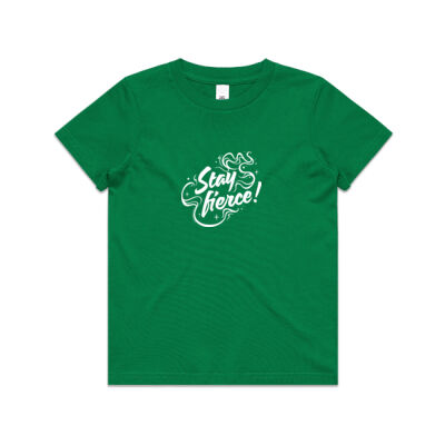 'Stay Fierce' Youth Tee – Green / White Thumbnail