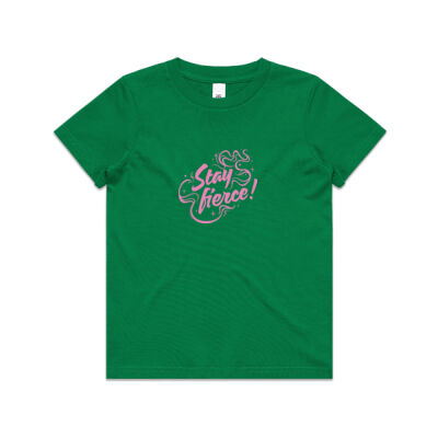 'Stay Fierce' Youth Tee – Green / Pink Thumbnail