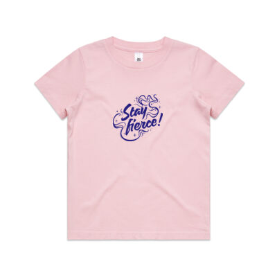 'Stay Fierce' Youth Tee – Pink / Navy Thumbnail