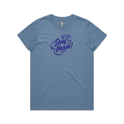 'Stay Fierce' Maple Tee – Carolina Blue / Navy Thumbnail