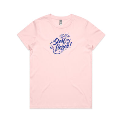 'Stay Fierce' Maple Tee – Pink / Navy Thumbnail