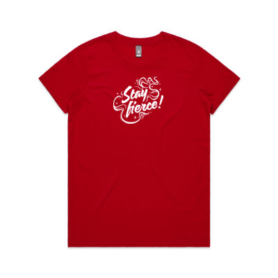 'Stay Fierce' Maple Tee – Red / White Thumbnail