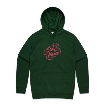 'Stay Fierce' Adult Hoodie – Forest Green / Rosewood Thumbnail