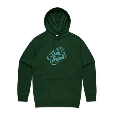 'Stay Fierce' Adult Hoodie – Forest Green / Rain Thumbnail