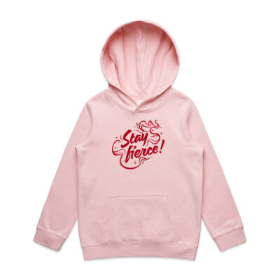'Stay Fierce' Youth Hoodie – Pink / Red Thumbnail